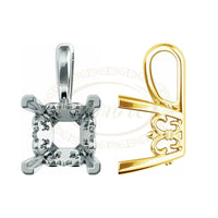 Square V-End Solitaire Fleur-de-lis Pendant Setting Mounting