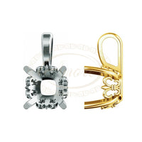 Cushion Solitaire Fleur-de-lis Pendant Setting Mounting
