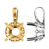 Round Solitaire Fleur-de-lis Pendant Setting Mounting