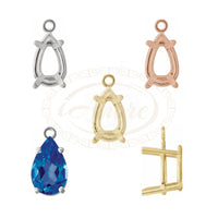4 Prong Pear Basket Dangle Setting Mountings