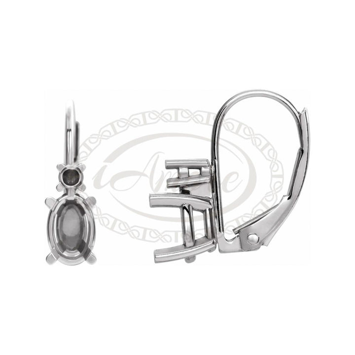 Oval With Accent Setting Lever Back Earring Mounting
