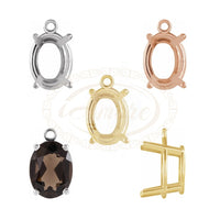 4 Prong Oval Basket Dangle Setting Mountings