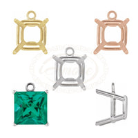 4 Prong Square Basket Dangle Setting Mountings