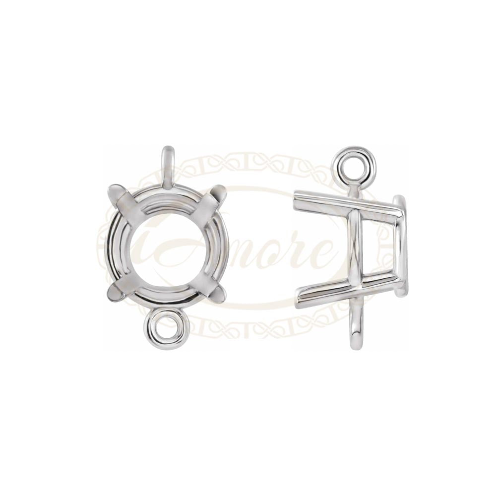 925 Sterling Silver Round 4-Prong Intermediate Link Setting Mountings