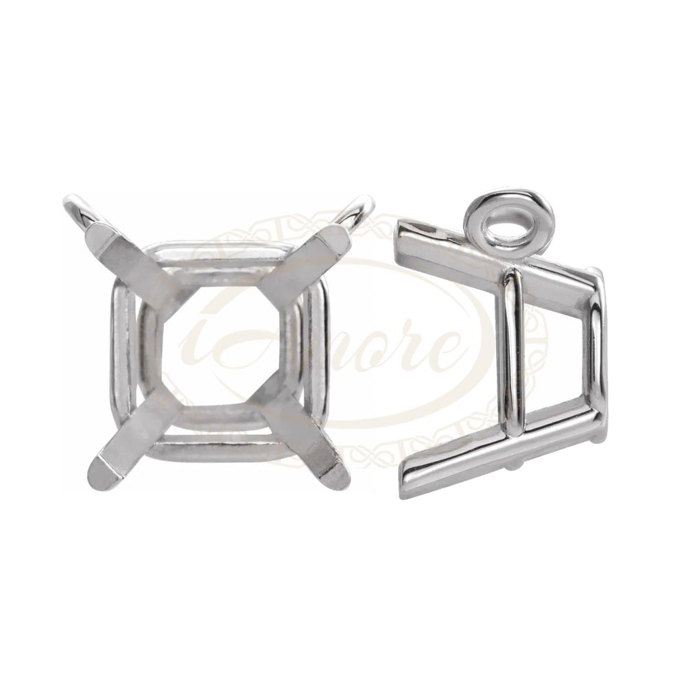 Square 4-Prong Wire Basket Necklace Center Mounting
