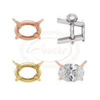 Oval 4-Prong Wire Basket Necklace Center Mounting