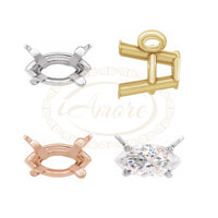 Marquise 4-Prong Wire Basket Necklace Center Mounting