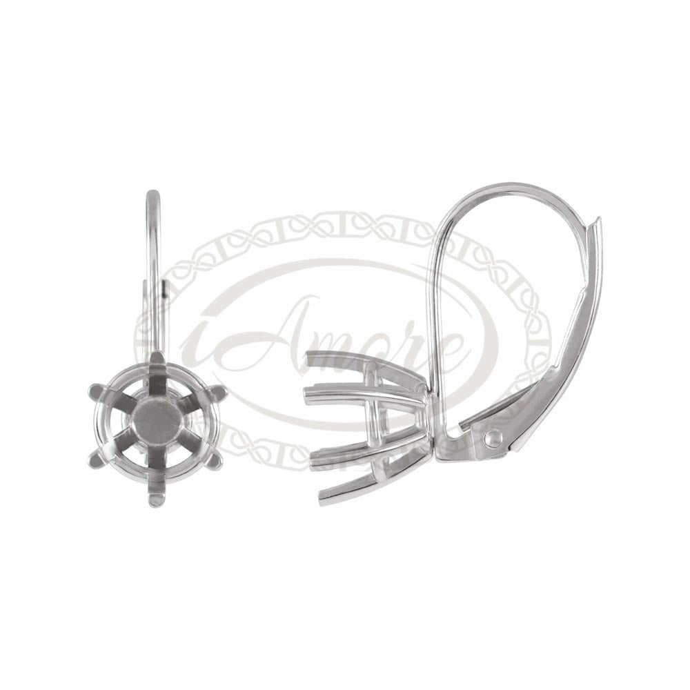 Round 6 Prong Basket Setting Lever Back Earring Mounting