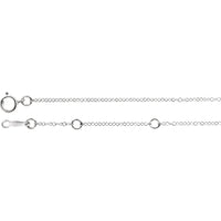 18K White Solid Gold 1.3mm Adjustable Cable Chain 16-18"
