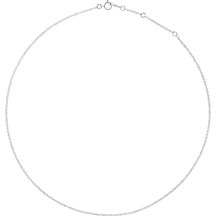 18K White Solid Gold 1.3mm Adjustable Cable Chain 16-18"