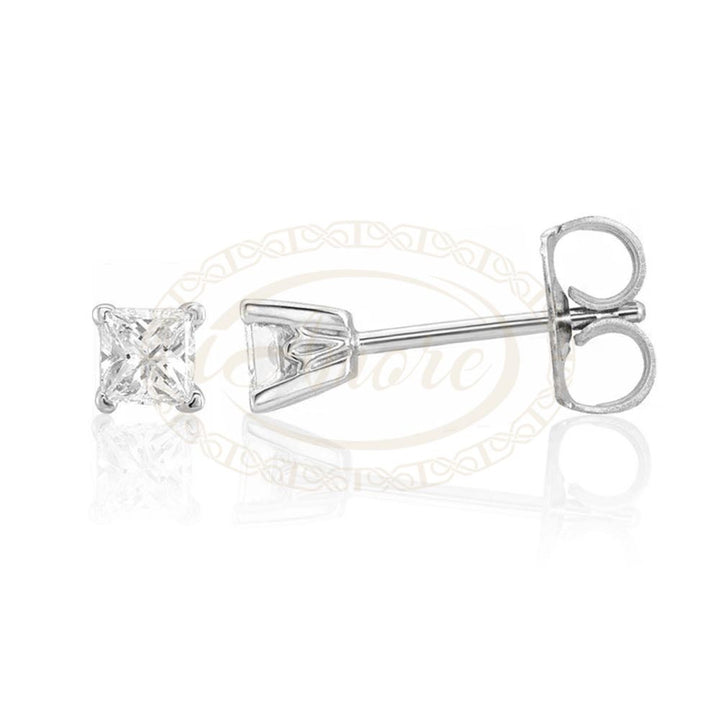 14K Gold 1/3 CTW Princess Natural Diamond Stud Earrings