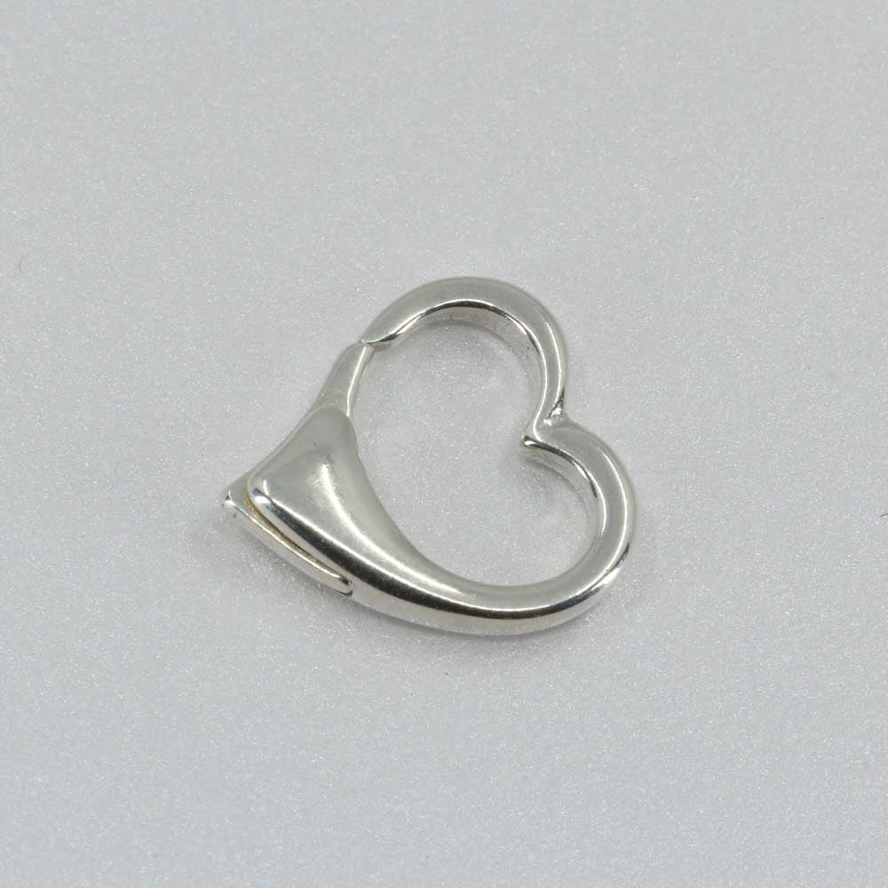 Sterling Silver Hinged Heart Push Clasp Charm Holder Pendant