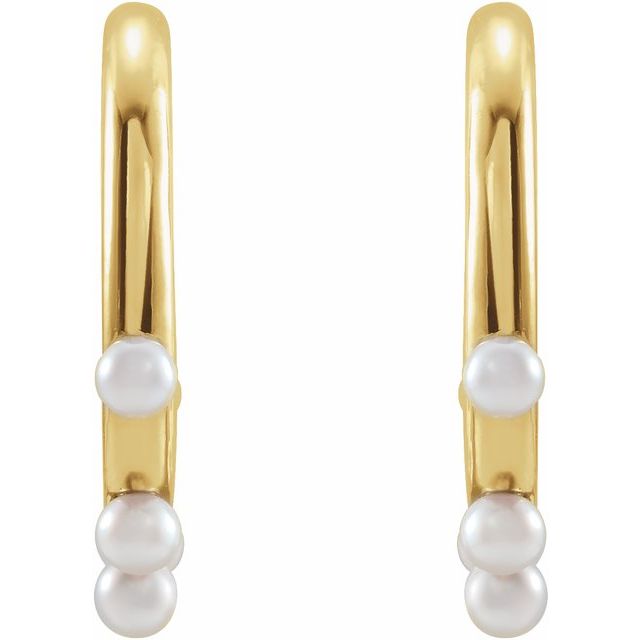 Youthful and Fun 14K gold cultured seed pearl hoop earrings