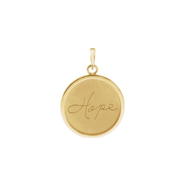 Disc Inspirational Live, Love, or Hope Engraved Disc Pendant or Necklace