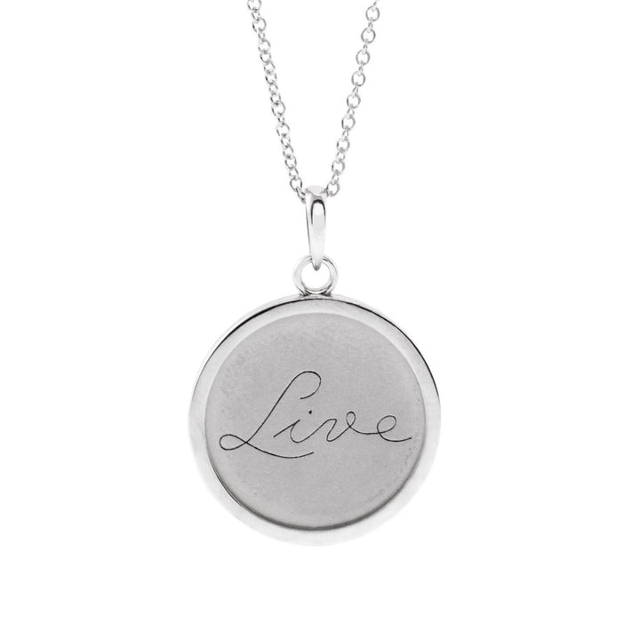 14K White Gold Live Disc Necklace