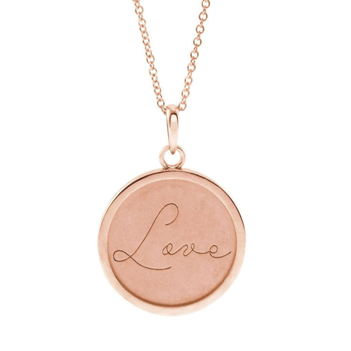 14K Rose Gold Love Disc Necklace