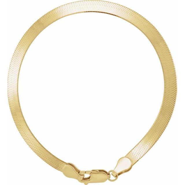 14K Yellow 4.6mm Herringbone Chain Bracelet Layering Necklace