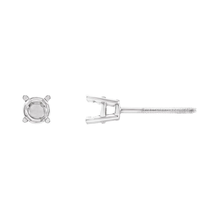 Platinum Round Pre-Notched Basket Threaded Screw Earring Mounting
