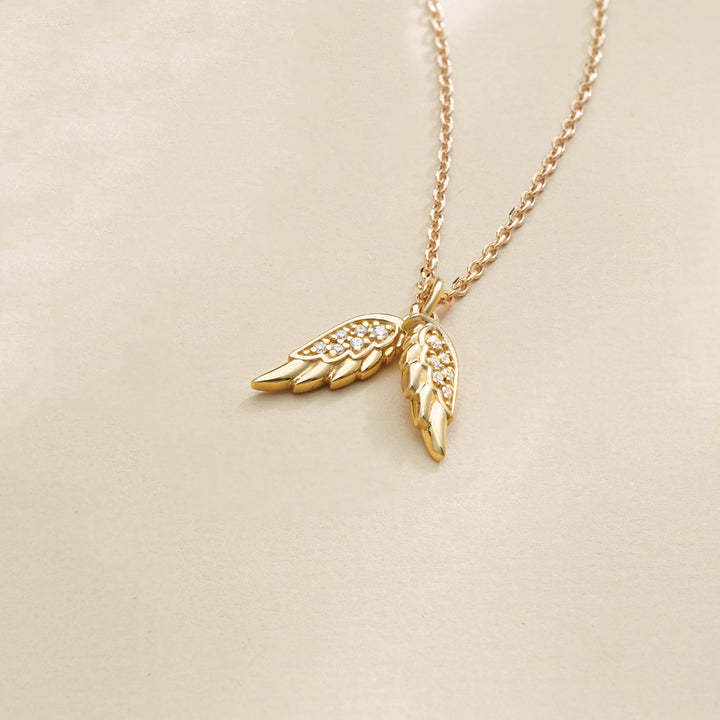 Dainty Petite Natural Diamond Angel Wings Pendant Charm