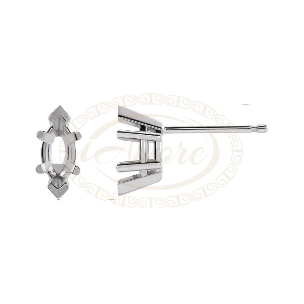 Marquise Solitaire 6-Prong V-End Basket Earring Mountings