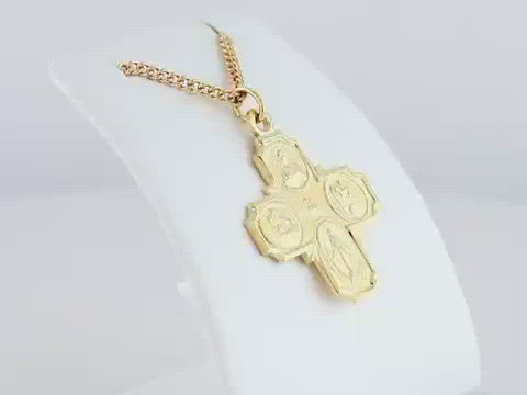 24k yellow gold-plated sterling silver four-way cross 24" necklace.