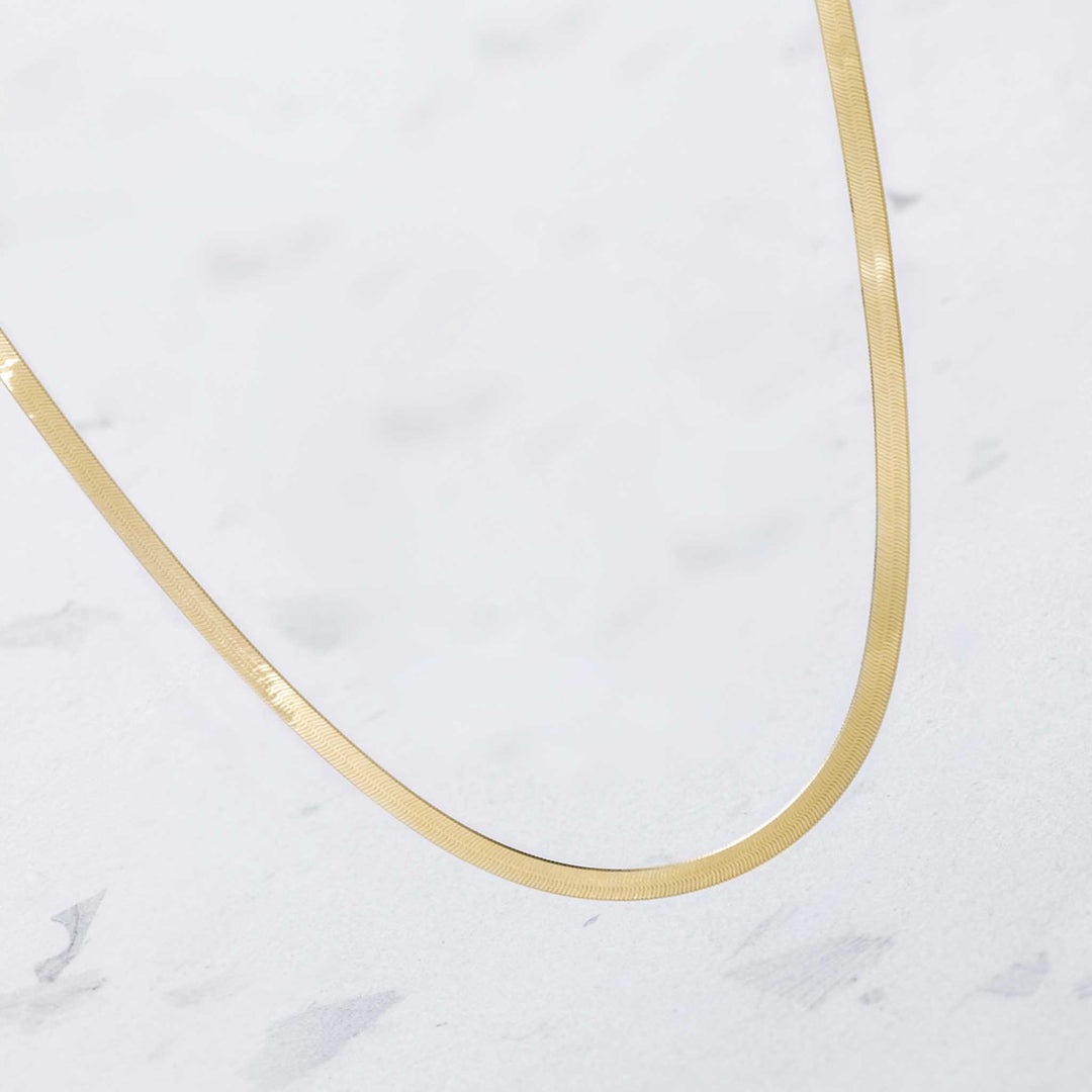 14K Yellow Flexible Herringbone Chain Bracelet Layering Necklace