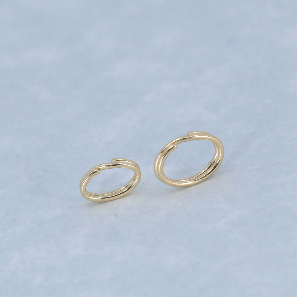 14K Gold Oval Split Rings Connector Charm Connectors