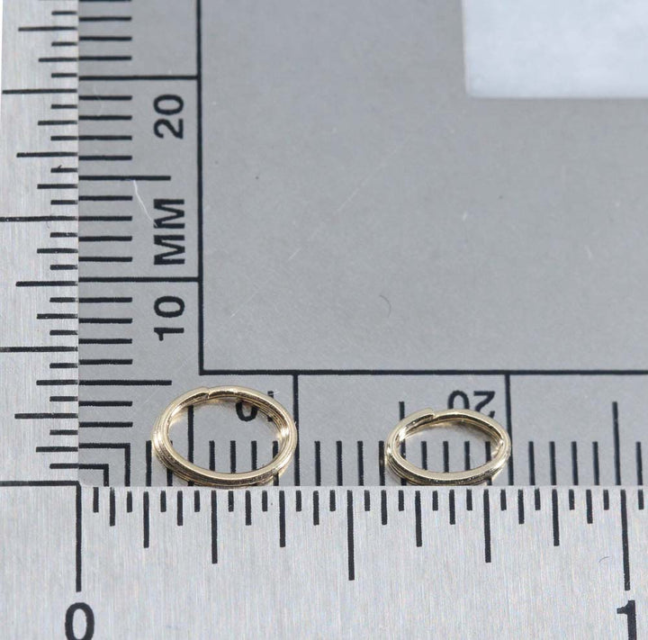14K Gold Oval Split Rings Connector Charm Connectors