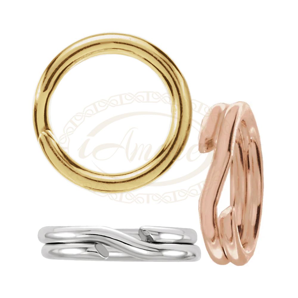 14K Gold 5mm Round Split Rings Connector Charm Connectors
