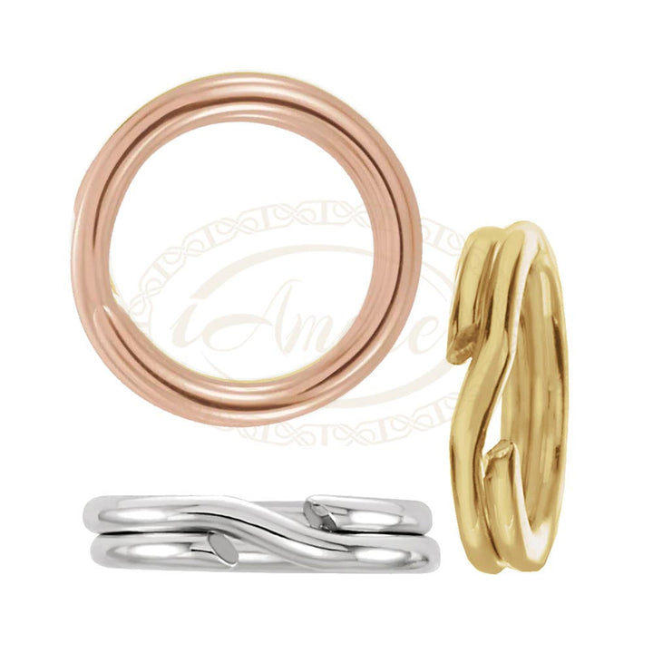 14K Gold 6.5mm Round Split Rings Connector Charm Connectors