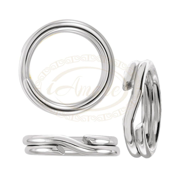 14K White Gold 7.5mm Round Split Rings Connector Charm Connectors