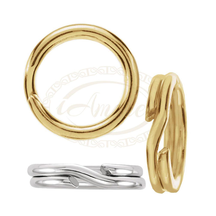 14K Gold 5.6mm Round Split Rings Connector Charm Connectors