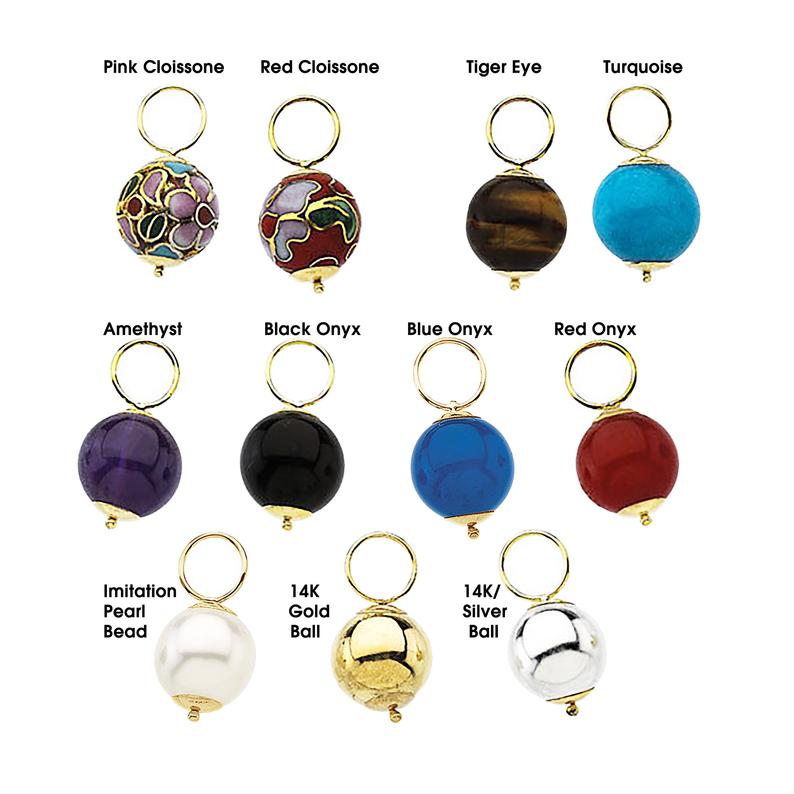 10mm Gold Changeable Ball Earrings Hooplet Dangle Charm