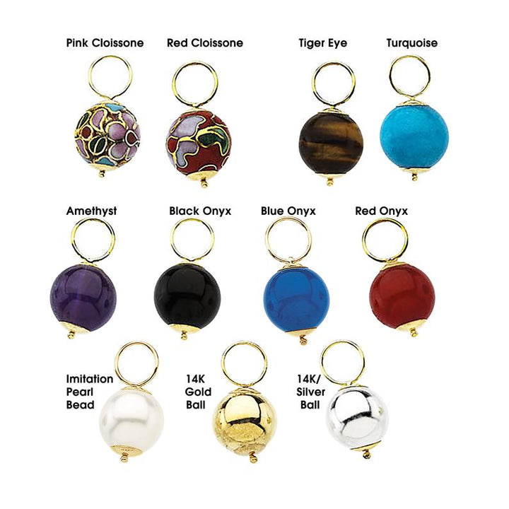 10mm Gold Changeable Ball Earrings Hooplet Dangle Charm